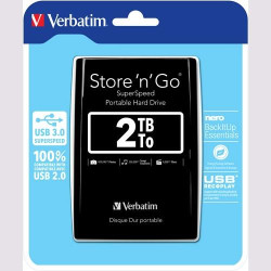 53177 VERBATIM DISCO DURO PORTÁTIL STORE 'N' GO 2TB HDD 2.5" USB 3.0 NEGRO