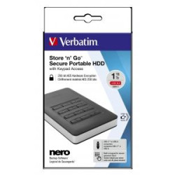 53401 VERBATIM DISCO DURO EXTERNO STORE 'N' GO 1TB HDD 1TB USB 3.1 CON TECLADO Y CLAVE DE ACCESO