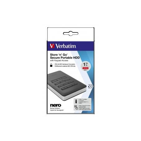 53401 VERBATIM DISCO DURO EXTERNO STORE 'N' GO 1TB HDD 1TB USB 3.1 CON TECLADO Y CLAVE DE ACCESO