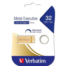 99105 VERBATIM PENDRIVE METAL EXECUTIVE 32GB C/RANURA PARA COLGAR Y LLAVERO USB 3.2 GOLD