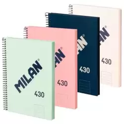 57151E80X4 MILAN LIBRETA CON ESPIRAL A5 80 HOJAS 95GR PAPEL BLANCO SERIE 1918 PACK 4 COLORES SURTIDOS