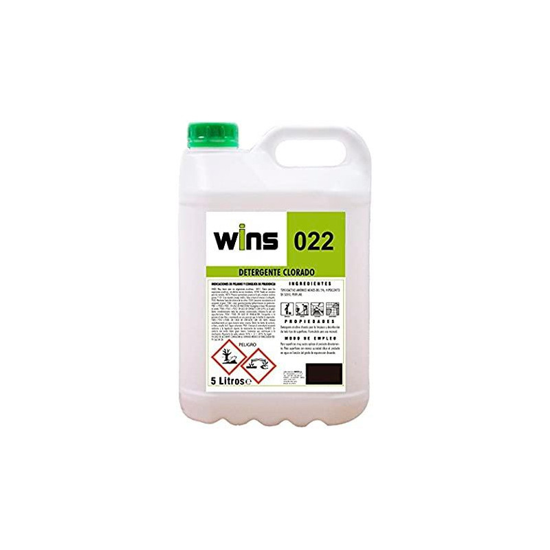 WINS022 VINFER DETERGENTE ALCALINO CLORADO WINS 022 GARRAFA 5L INCOLORO