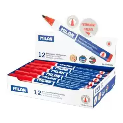 16429123 MILAN ROTULADOR PERMANENTE PUNTA REDONDA Ø4MM ROJO CAJA 12 UD