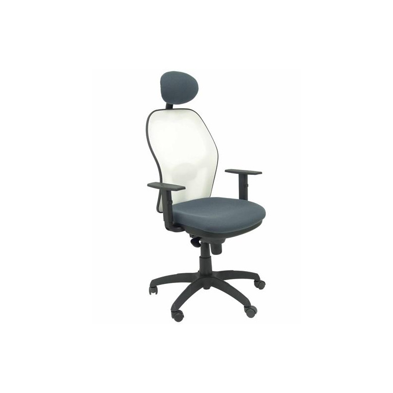 15SBBALI600C PIQUERAS Y CRESPO SILLA JORQUERA BRAZOS REGULABLES C/CABECERO FIJO MALLA BLANCA ASIENTO BALI GRIS OSCURO