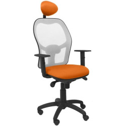 15SGRBALI308C PIQUERAS Y CRESPO SILLA JORQUERA BRAZOS/R CABECERO FIJO RESPALDO MALLA GRIS ASIENTO BALI NARANJA