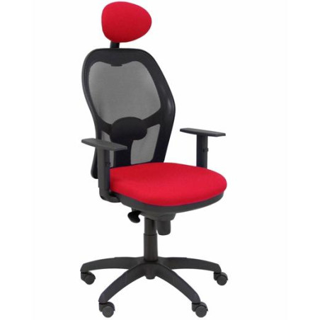 15SNBALI350C PIQUERAS Y CRESPO SILLA JORQUERA BRAZOS REGULABLES CABECERO FIJO MALLA NEGRA ASIENTO BALI ROJO