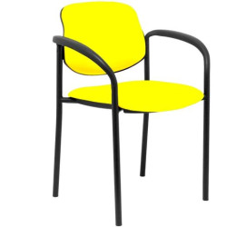 27NSPAMCB PIQUERAS Y CRESPO SILLA FIJA VILLALGORDO CON BRAZOS CHASIS NEGRO TAPIZADO SIMILPIEL AMARILLO