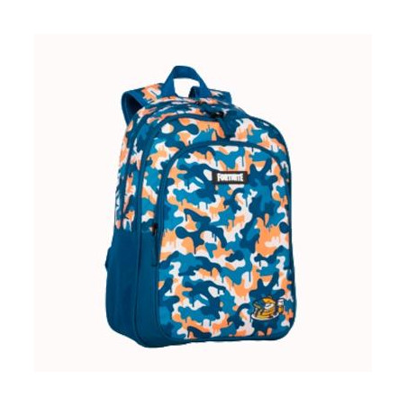 T434-921 TOYBAGS MOCHILA FORTNITE BLUE CAMO DOBLE COMPARTIMENTO ADAPTABLE A CARRO 3 BOLSILLOS