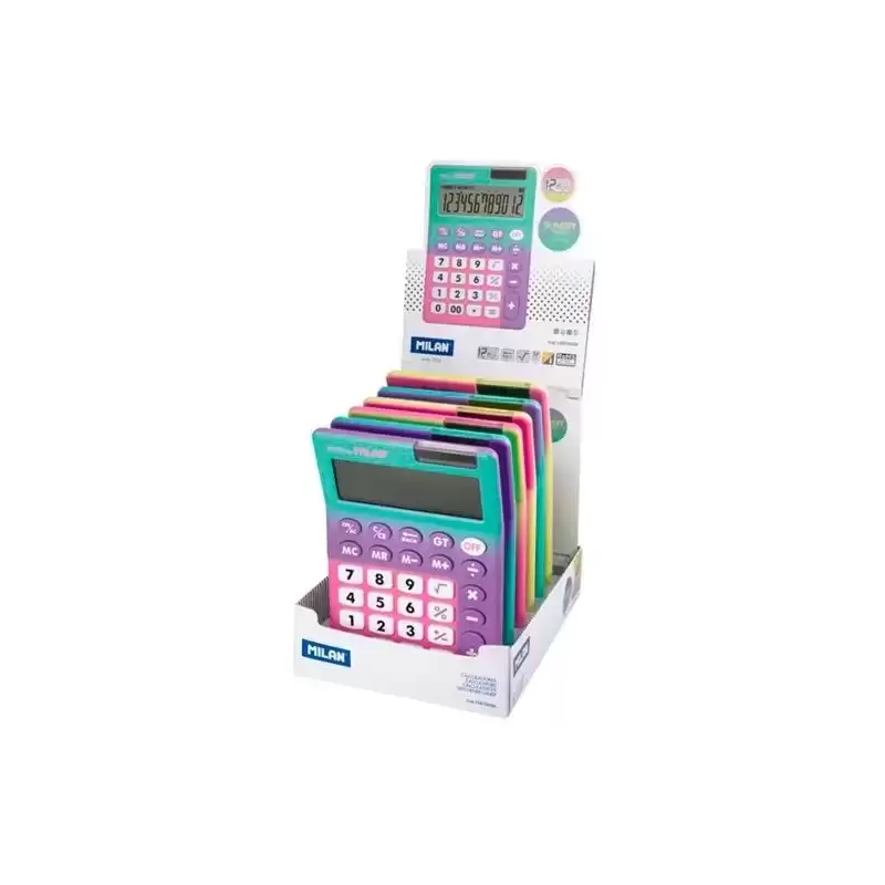159706SN MILAN CALCULADORA 12 DÍGITOS SUNSET -CAJA EXPOSITORA 6U-
