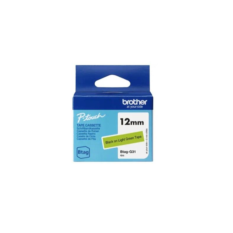 BTAGG31 BROTHER CINTA DOMÉSTICA BTAG NEGRO SOBRE VERDE - PTN10