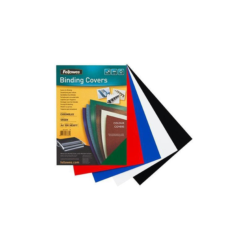 5135701 FELLOWES TAPAS ENCUADERNACIÓN CARTÓN GOFRADO 750GR A4 PAQUETE 50 UD NEGRO