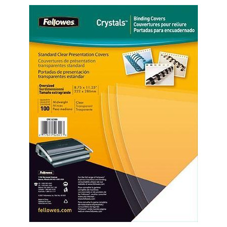 53764 FELLOWES PACK DE 100 PORTADAS PVC TRANSPARENTE CRISTAL A3 200 MICRAS