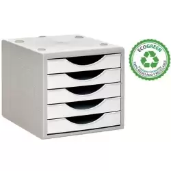 4005 BL PS ARCHIVO 2000 MÓDULO ORGANIZADOR ECOGREEN SOBREMESA 5 CAJONES 340X270X260 RECICLADO BLANCO PASTEL