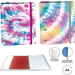 18404220 SENFORT CARPETA ANILLAS 4 X 30MM RINGBOOK C/RECAMBIO 120H A4 4 BANDAS COLOR 4 SEPARADORES TIE DYE SURTIDO