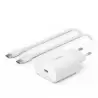 WCA004VF1MWH-B6 BELKIN CARGADOR PARED USB-C + CABLE USB-C A USB-C 25W BLANCO