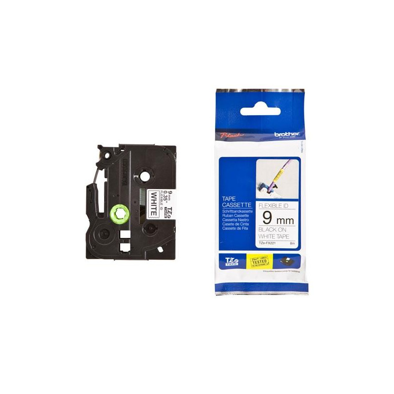 TZEFX221 BROTHER CINTA ROTULADORA LAMINADA NEGRO SOBRE BLANCO 9MMX8M