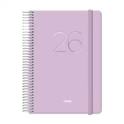 12574-2026 DOHE AGENDA ANUAL GLOSS ESPIRAL 12.5X18CM DP CIERRE C/GOMA MORADO 2026