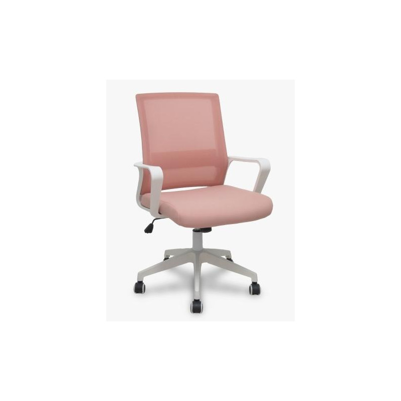 535BBDW02RN PIQUERAS Y CRESPO SILLA ERGO535 BLANCA BASCULANTE RESPALDO MALLA ROSA ASIENTO TELA ROSA RUEDAS NAILON