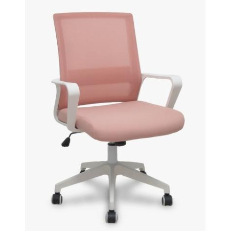 535BBDW02RN PIQUERAS Y CRESPO SILLA ERGO535 BLANCA BASCULANTE RESPALDO MALLA ROSA ASIENTO TELA ROSA RUEDAS NAILON