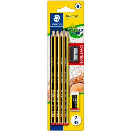 120 SBK8P1 STAEDTLER BLÍSTER CON 8 LÁPICES NORIS 120-2 + UNA GOMA NORIS 526 N40 + REGALO DE 1 AFILALÁPICES SIMPLE DE PLÁSTICO