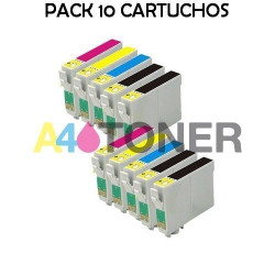 Pack 10 cartuchos de tinta T1281 T1282 T1283 T1284 T1285 compatible Epson (zorro)