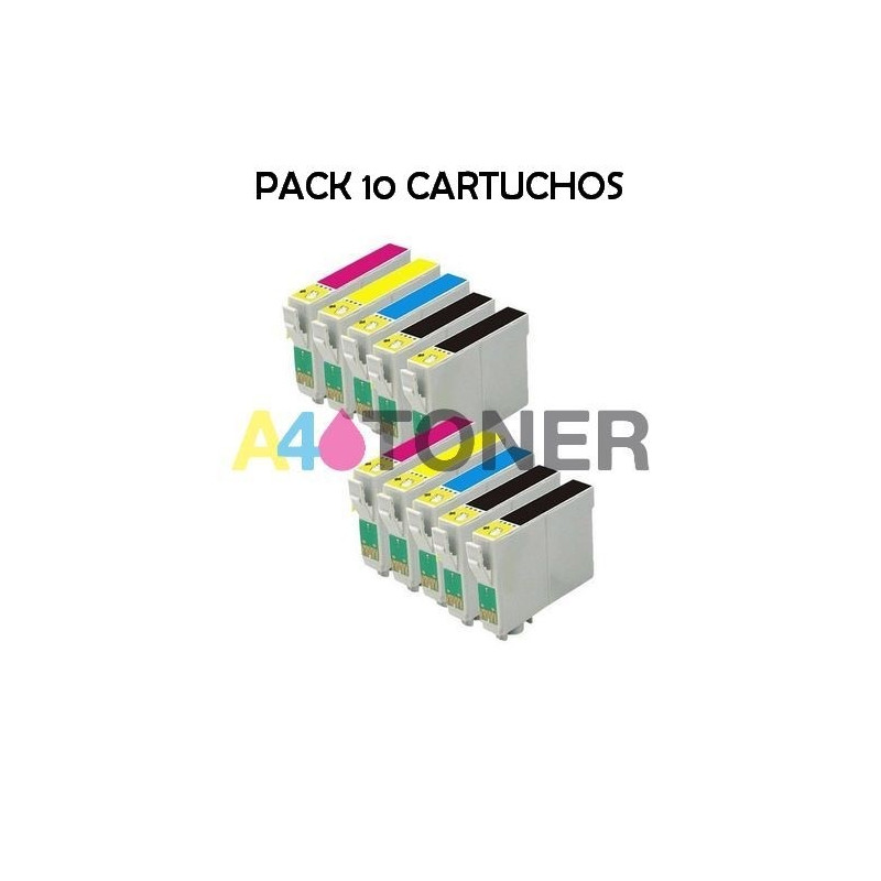 Pack 10 cartuchos de tinta T1281 T1282 T1283 T1284 T1285 compatible Epson (zorro)