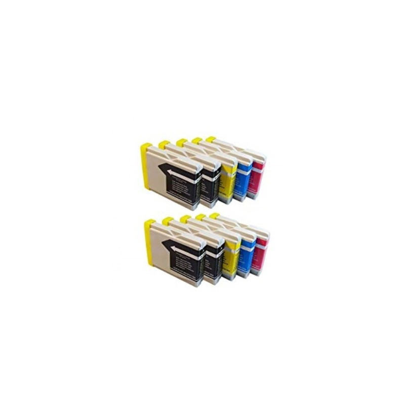 Pack 10 cartuchos de tinta LC1000XL LC970XL compatible Brother