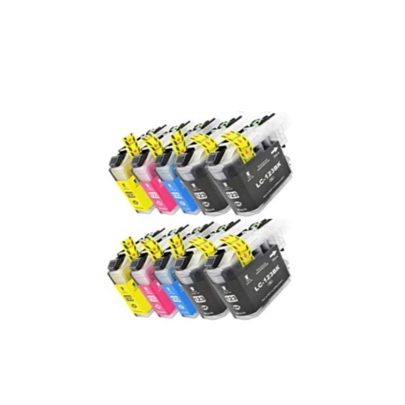 Pack 10 cartuchos de tinta LC121XL LC123XL compatible con Brother LC-123 LC-121