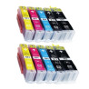 Pack 10 cartuchos de tinta PGI-550XL CLI-551XL compatibles con Canon 6496B005 6509B009 6508B005