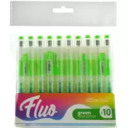 FL136 OFFICE BOX MARCADOR FLUORESCENTE FLUO RECARGABLE VERDE PACK 10 UD