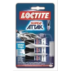 9000100828239 LOCTITE SUPER ATTAK ADHESIVO INSTANTÁNEO MINI TRIO 3X1GR