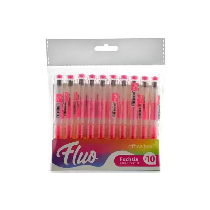 FL142 OFFICE BOX MARCADOR FLUORESCENTE FLUO RECARGABLE ROSA PACK 10 UD