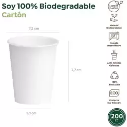 30301D VASO CARTÓN BIODEGRADABLE 200CC BLANCO PACK 25 UD