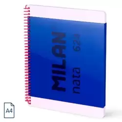 57043E80B MILAN CUADERNO ESPIRAL A4 80H 95GR 5X5MM TAPA DURA COLECCIÓN NATA® 624 SINCE 1918 AZUL