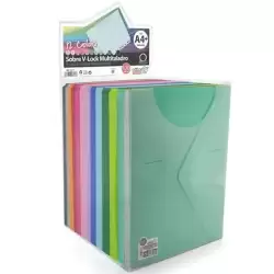 35311 OFFICE BOX SOBRE BROCHE COLORLINE A4+/FOLIO MULTITALADRO CIERRE V-LOCK PP C/SURTIDOS EXPOSITOR 120 UD