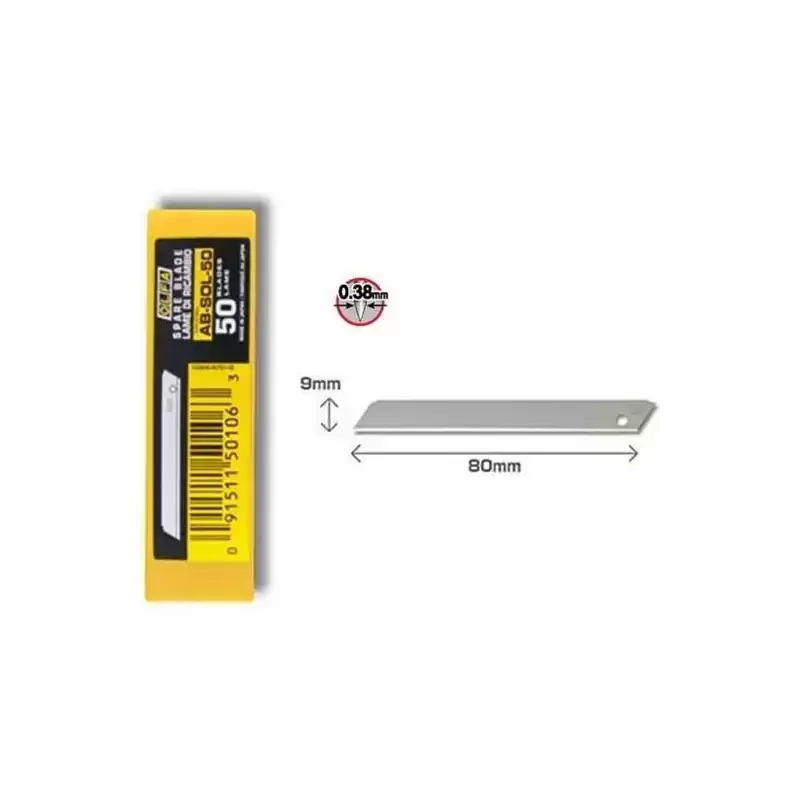 AB-SOL50 OLFA REPUESTO CUTTER 9MM CUCHILLA NO FRACTURABLE ESTUCHE 50 UD