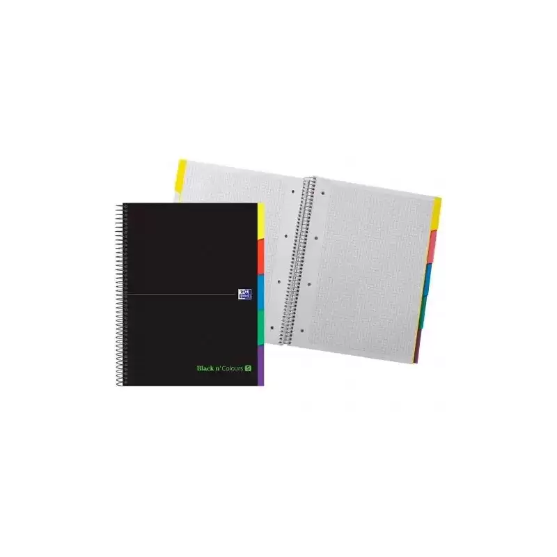 400088331 OXFORD CUADERNO EUROPEANBOOK 5 &YOU 100H A4+ 5X5 CON 5 PESTAÑAS TAPA EXTRADURA NEGRO