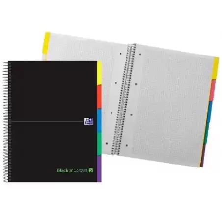 400088331 OXFORD CUADERNO EUROPEANBOOK 5 &YOU 100H A4+ 5X5 CON 5 PESTAÑAS TAPA EXTRADURA NEGRO