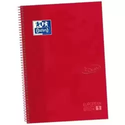 400106997 OXFORD CUADERNO TOUCH EUROPEANBOOK 1 WRITE&ERASE 80H A4+ 5X5MM MICROPERFORADO TAPA EXTRADURA CARMÍN