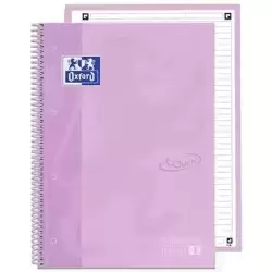 400138325 OXFORD CUADERNO TOUCH EUROPEANBOOK 1 WRITE&ERASE 80H A4+ 1 LÍNEA MICROPERFORADO T/EXTRADURA PACK 5 UD LAVANDA PASTEL