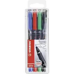 841/4 STABILO MARCADOR PERMANENTE OHPEN UNIVERSAL S PUNTA SUPER FINA 0.4MM C/SURTIDOS ESTUCHE 4 UD