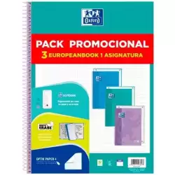 400195027 OXFORD CUADERNO EUROPEANBOOK 1 TOUCH WRITE&ERASE 80H A4 5X5 T/EXTRADURA C/SURTIDOS PASTEL PACK PROMOCIONAL 3 UD