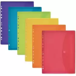 400170115 OXFORD SOBRE MULTITALADRO CON VELCRO A5+ PP EXTRA CRISTAL C/SURTIDOS