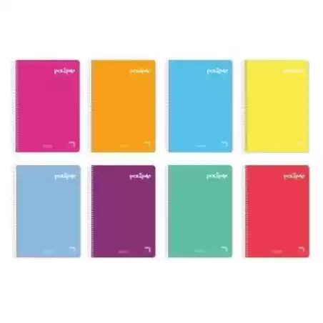 16952 PACSA CUADERNO POLIPAC 80H FOLIO 70GR 4X4MM TAPAS PP PACK 5 UD COLORES SURTIDOS