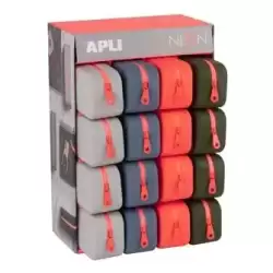 19913 APLI ESTUCHE DE SILICONA NEON RECTANGULAR EXPOSITOR DE 16 C/SURTIDOS