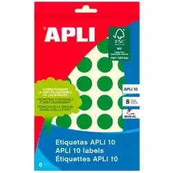 02745 APLI ETIQUETAS ADHESIVAS CIRCULARES Ø19MM ESCRITURA MANUAL 40 X 8H VERDE