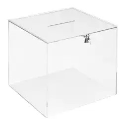 652003 CS TP ARCHIVO 2000 URNA CUADRADA CON LLAVE Y RANURA SUPERIOR 300X300X300MM METACRILATO 4MM TRANSPARENTE