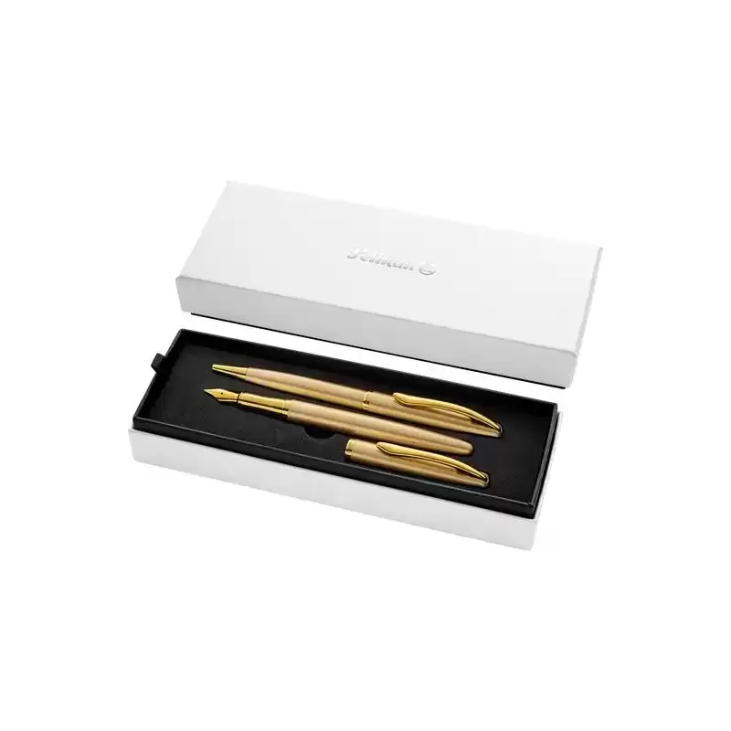400189918 PELIKAN SET BOLÍGRAFO + ESTILOGRÁFICA JAZZ NOBLE ELEGANCE TINTA AZUL COLOR ORO ESTUCHE DE REGALO
