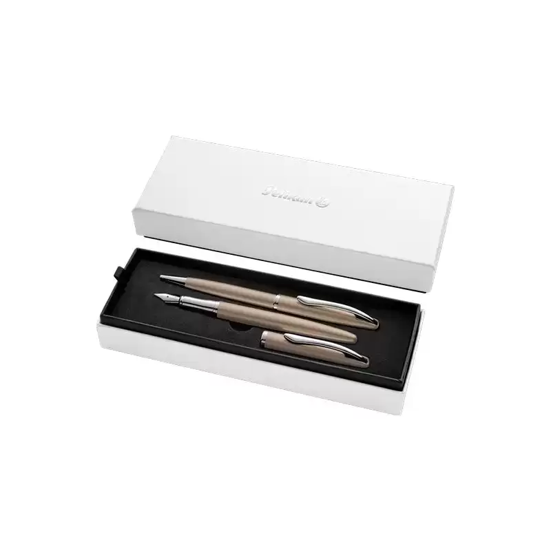 400198412 PELIKAN SET BOLÍGRAFO + ESTILOGRÁFICA JAZZ NOBLE ELEGANCE TINTA AZUL COLOR PARDO ESTUCHE DE REGALO