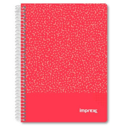 IMP0104 IMPREX CUADERNO ESPIRAL TAPA PP A5 80H 90GR 4X4 ROJO